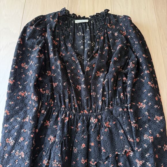 Ulla Johnson Josette Dress Women's 0 Black Floral Glam Boho - Picture 3 of 9